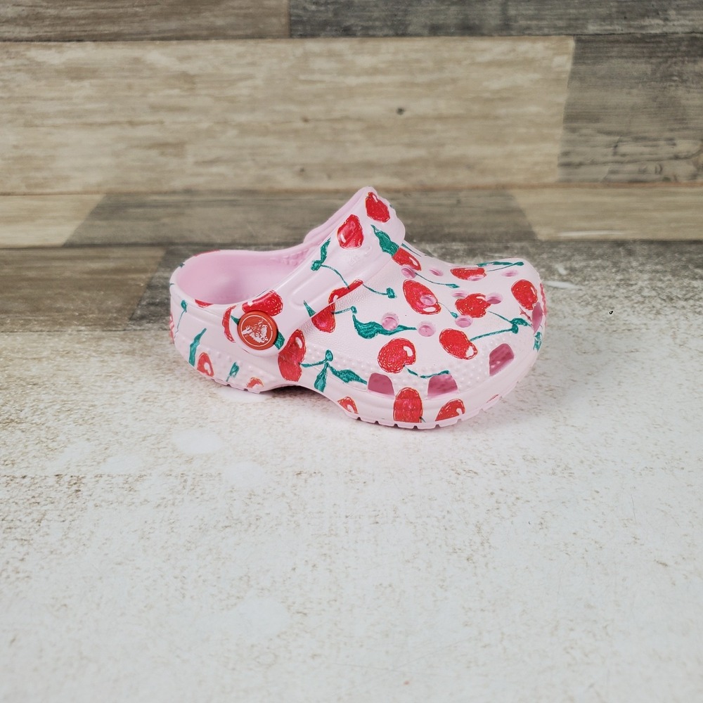 Crocs Classic Fresh Fruits Kids Sz 3 C3 Cherry And Green Stem Slip On Comfort